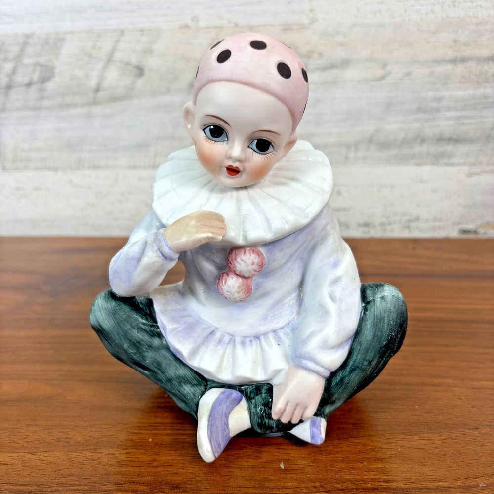 Vintage Seymour Mann Porcelain Pierrot Clown Musical Figurine Send in the Clowns
